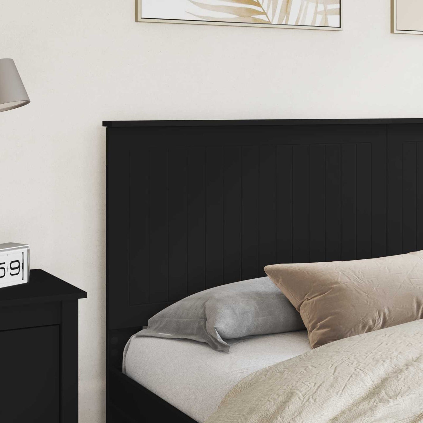 Headboard with Headboard Black Oak 180 cm Engineered wood