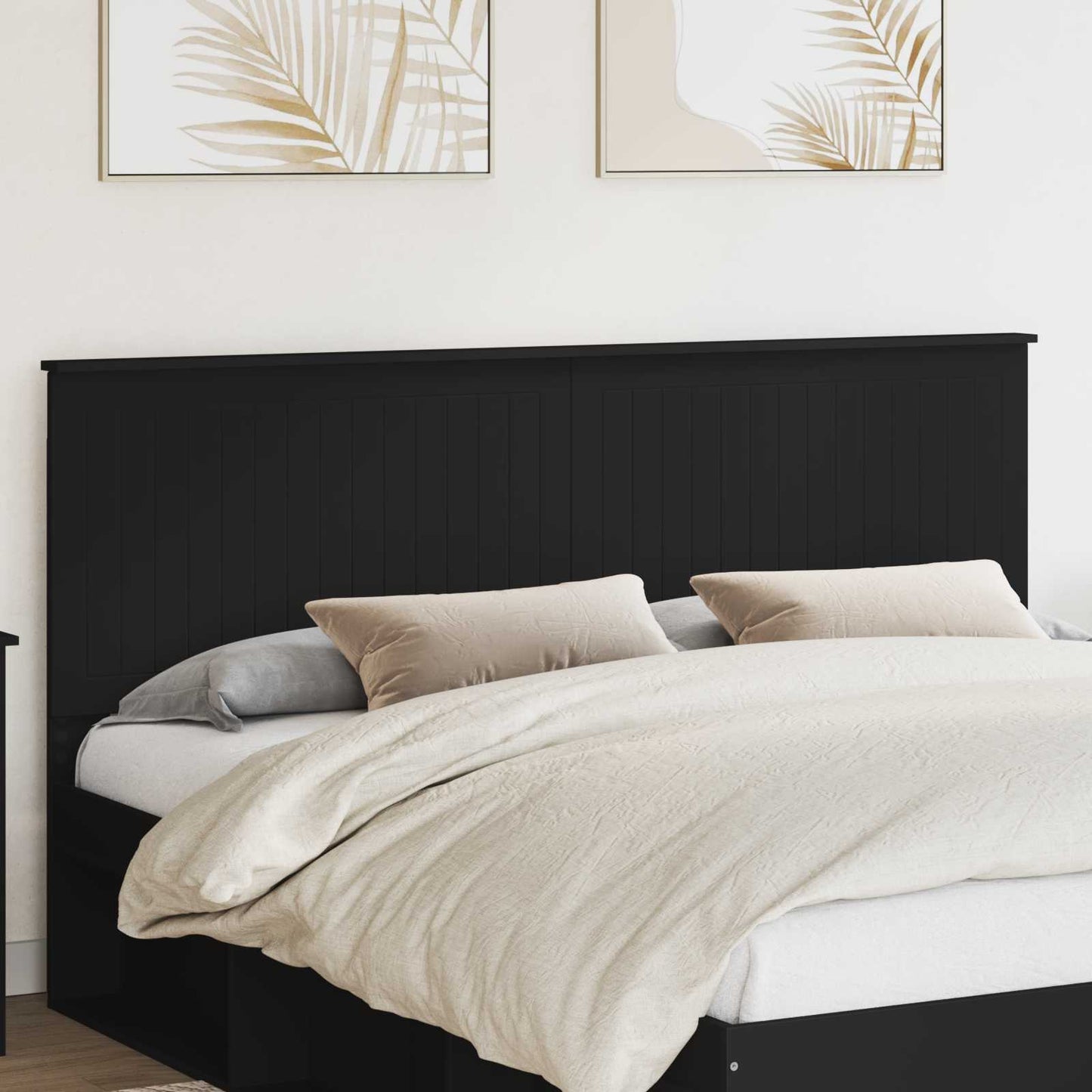 Headboard with Headboard Black Oak 180 cm Engineered wood