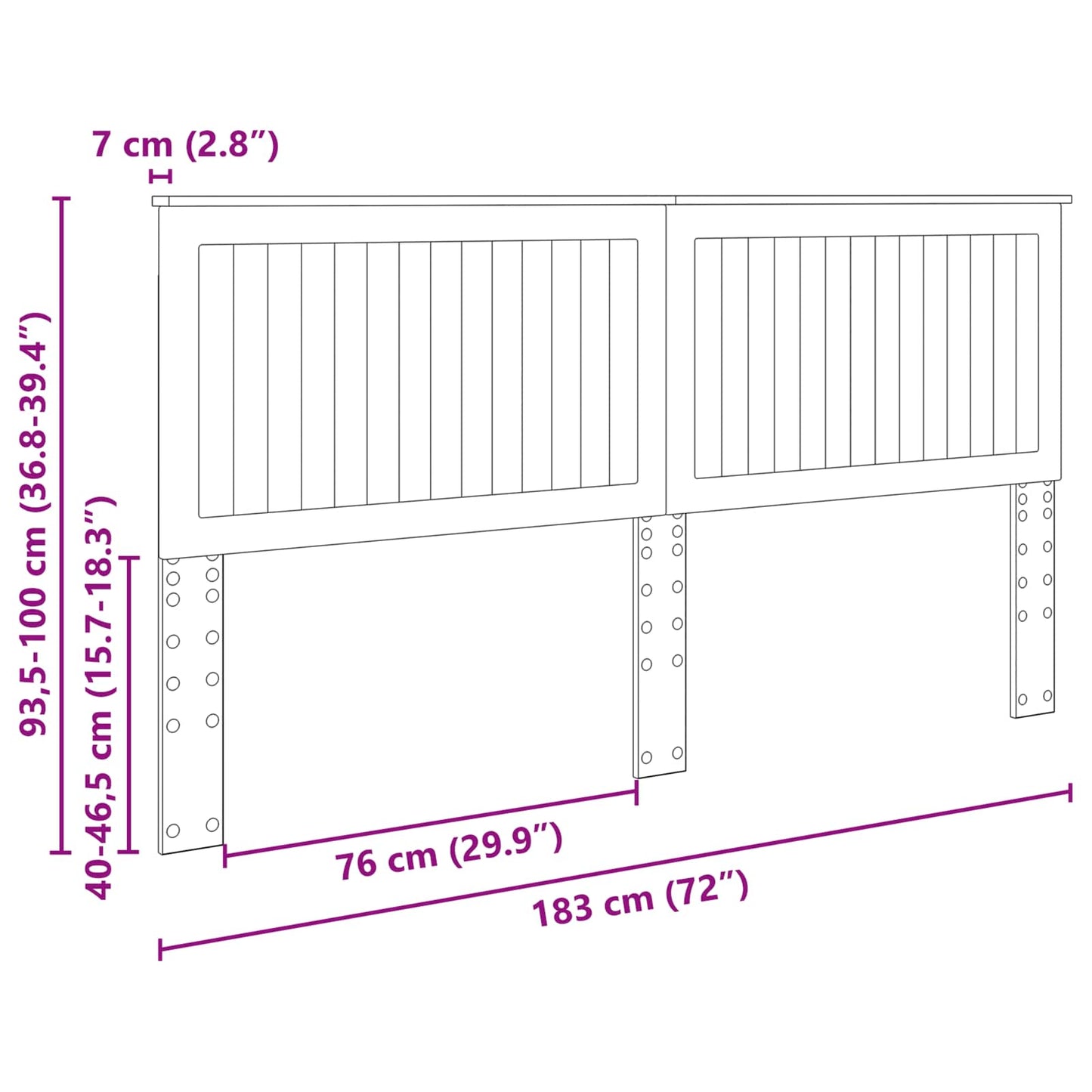 Headboard with Headboard Black Oak 180 cm Engineered wood