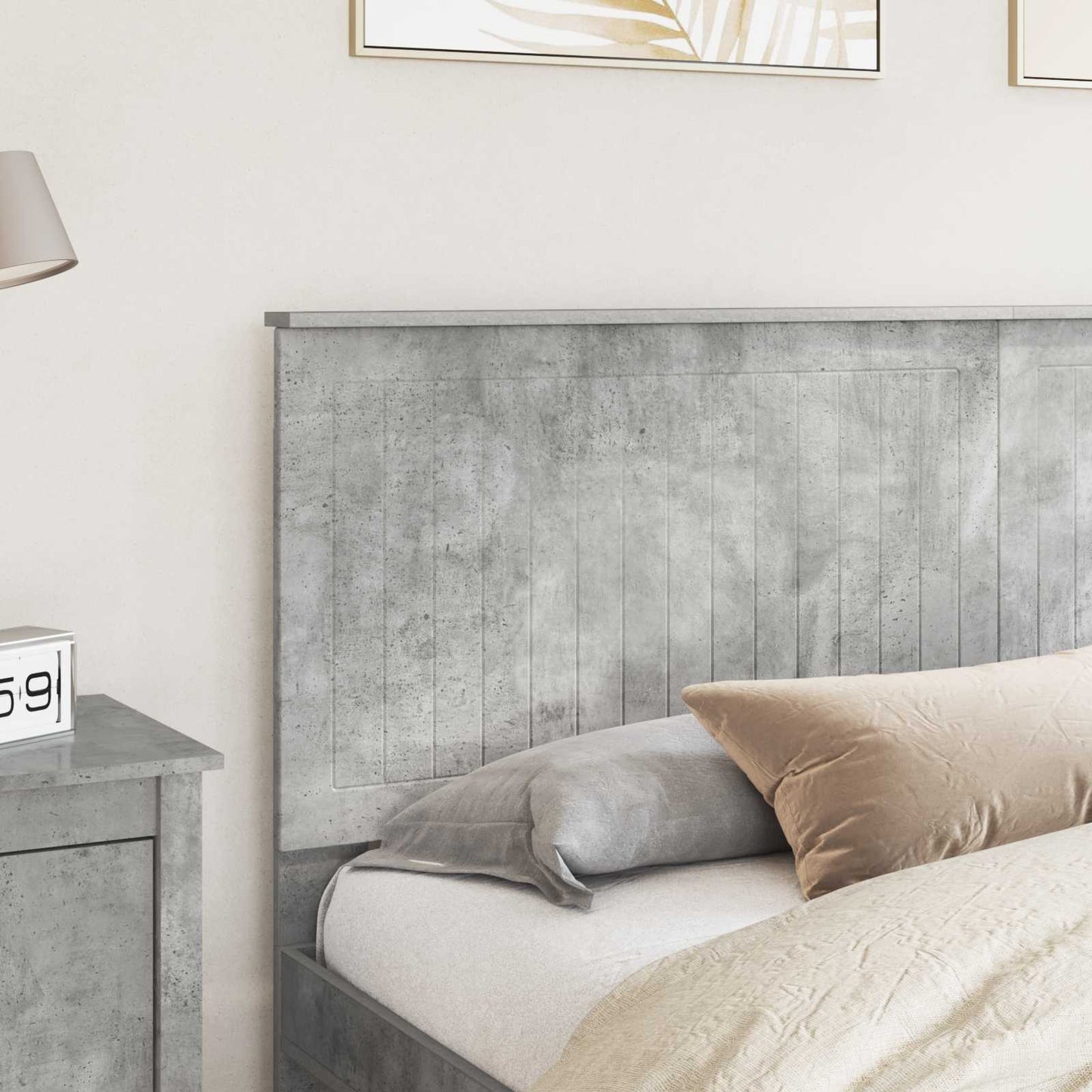 Headboard with Headboard Concrete Grey 180 cm Engineered wood