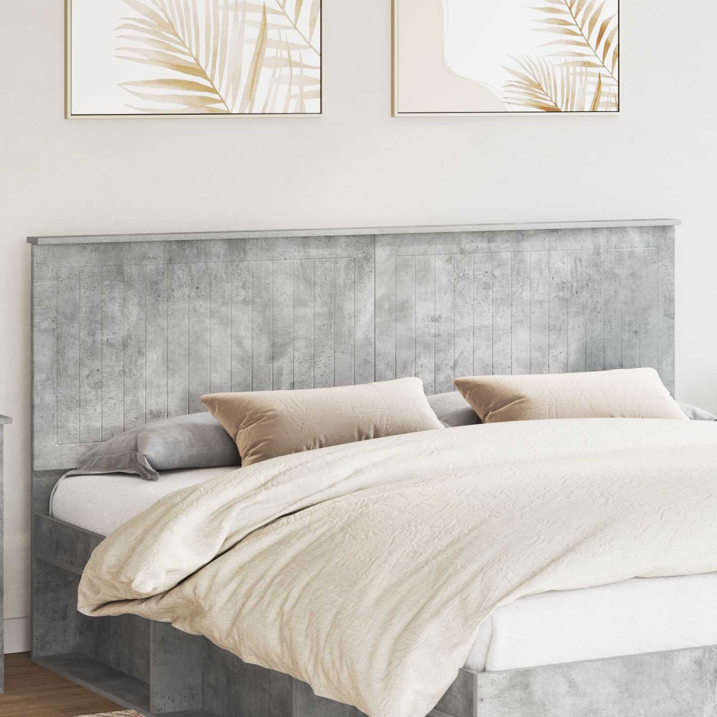 Headboard with Headboard Concrete Grey 180 cm Engineered wood