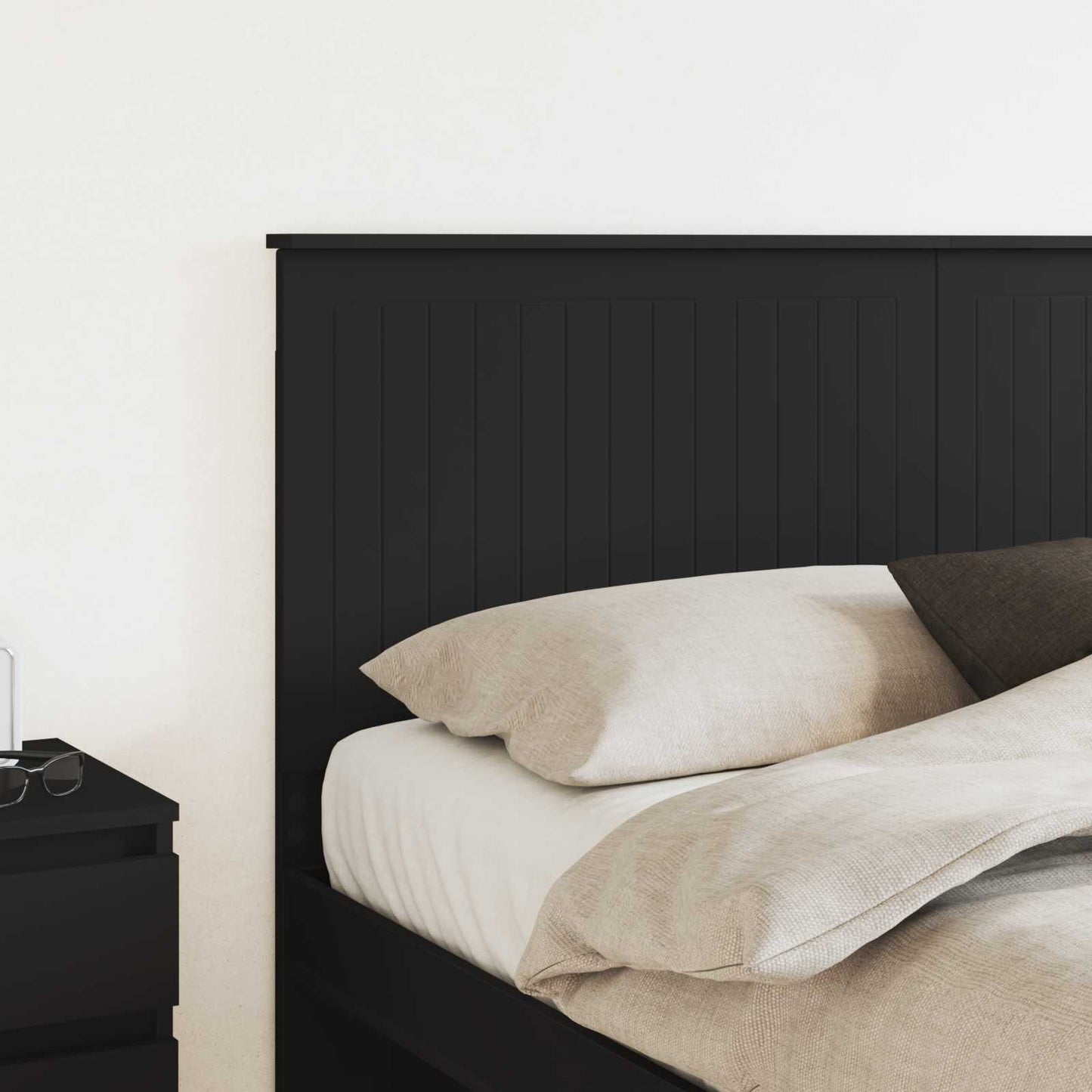 Headboard with Headboard Black Oak 160 cm Engineered wood