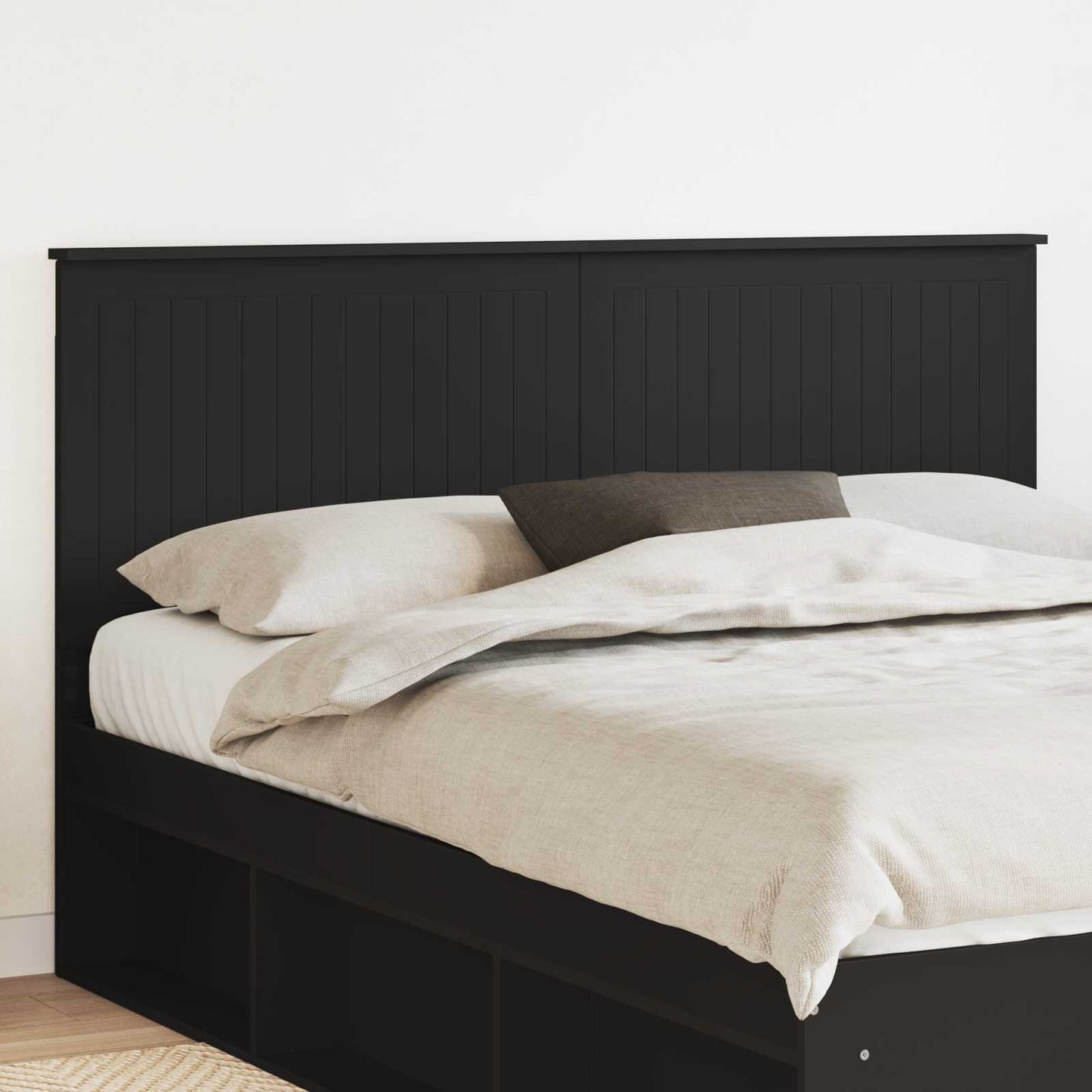 Headboard with Headboard Black Oak 160 cm Engineered wood
