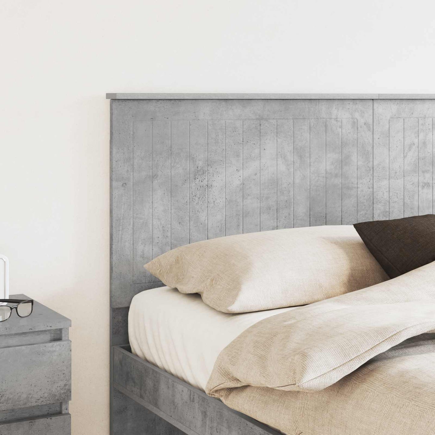 Headboard with Headboard Concrete Grey 160 cm Engineered wood