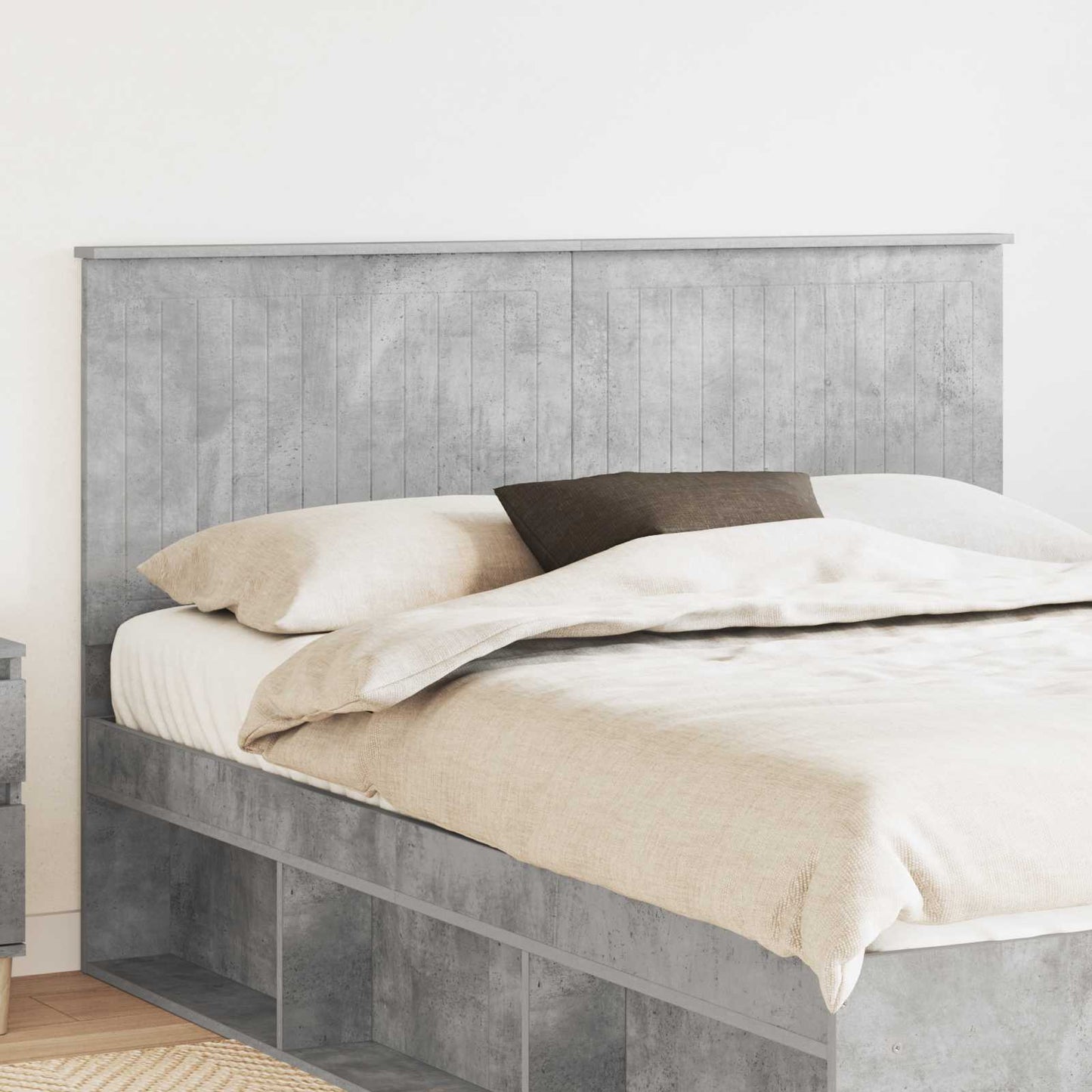 Headboard with Headboard Concrete Grey 150 cm Engineered wood