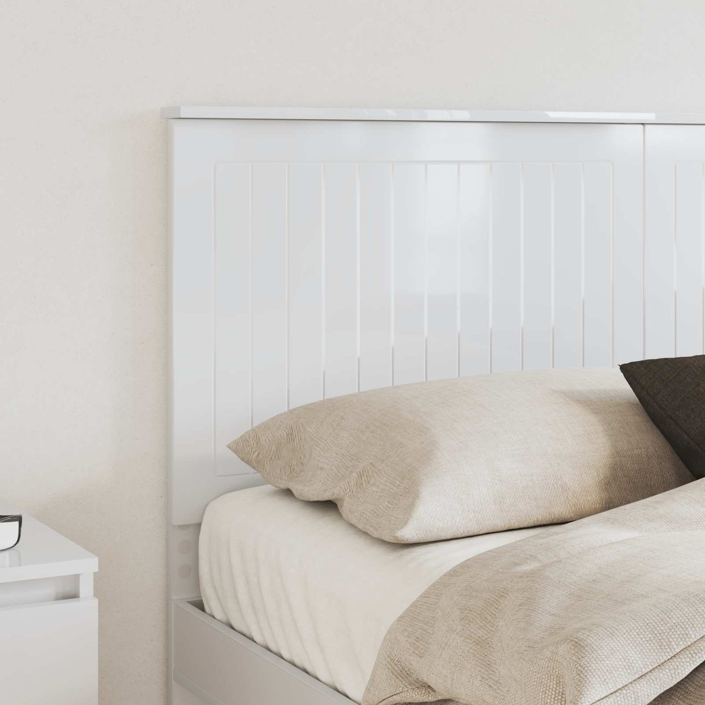 Headboard with Headboard Gloss White 150 cm Engineered wood