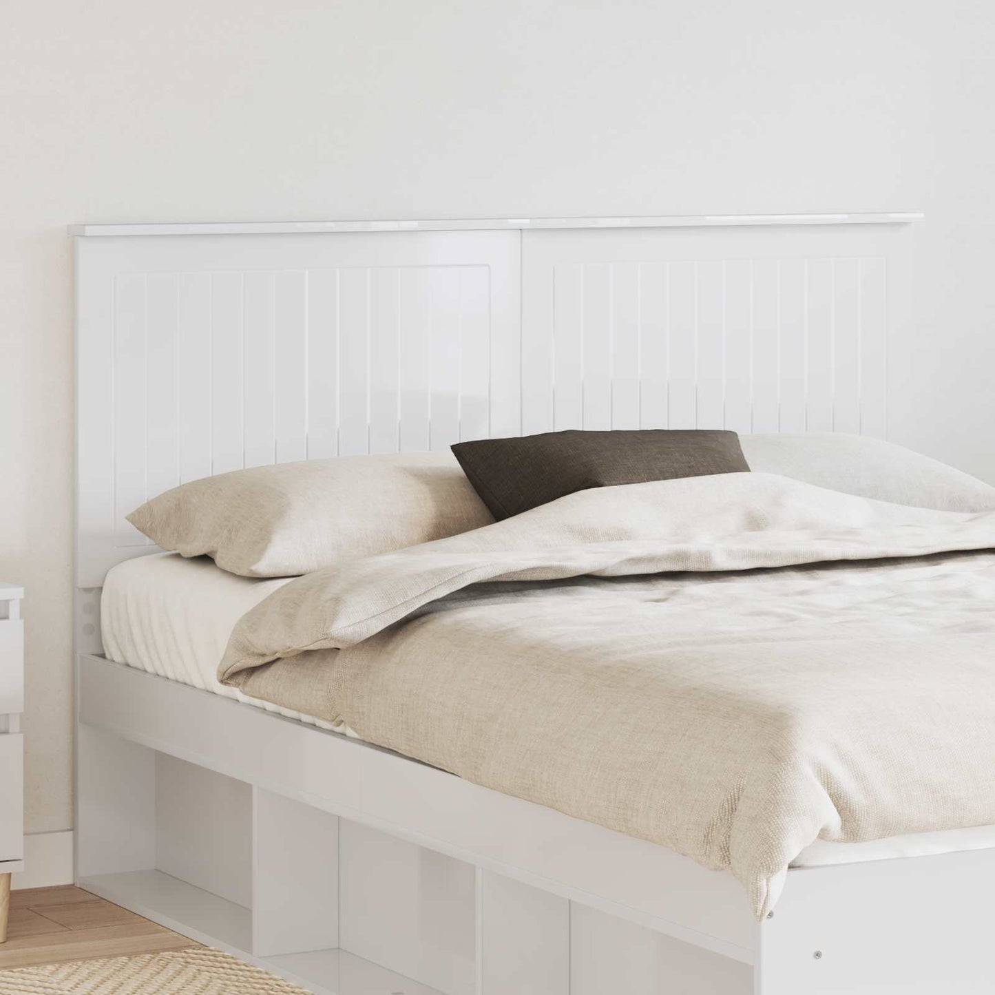 Headboard with Headboard Gloss White 150 cm Engineered wood