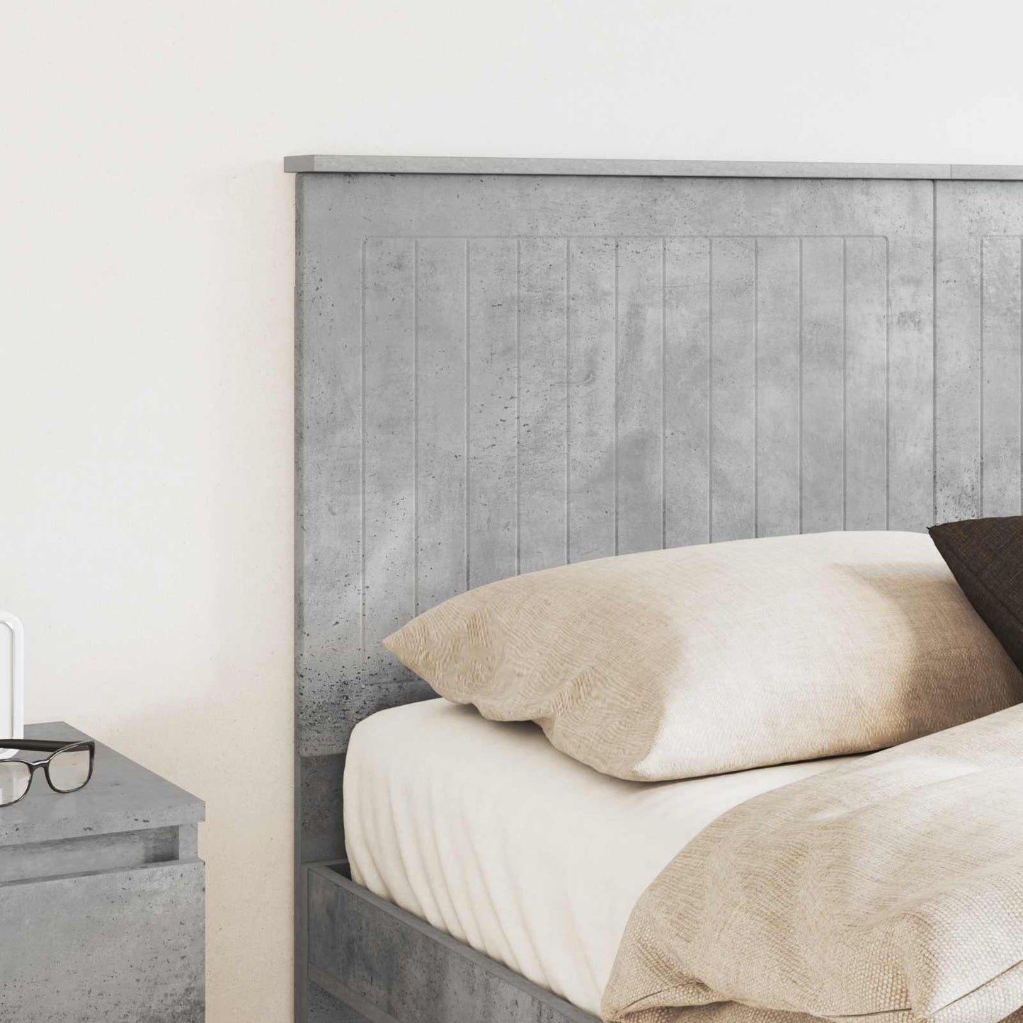 Headboard with Headboard Concrete Grey 140 cm Engineered wood