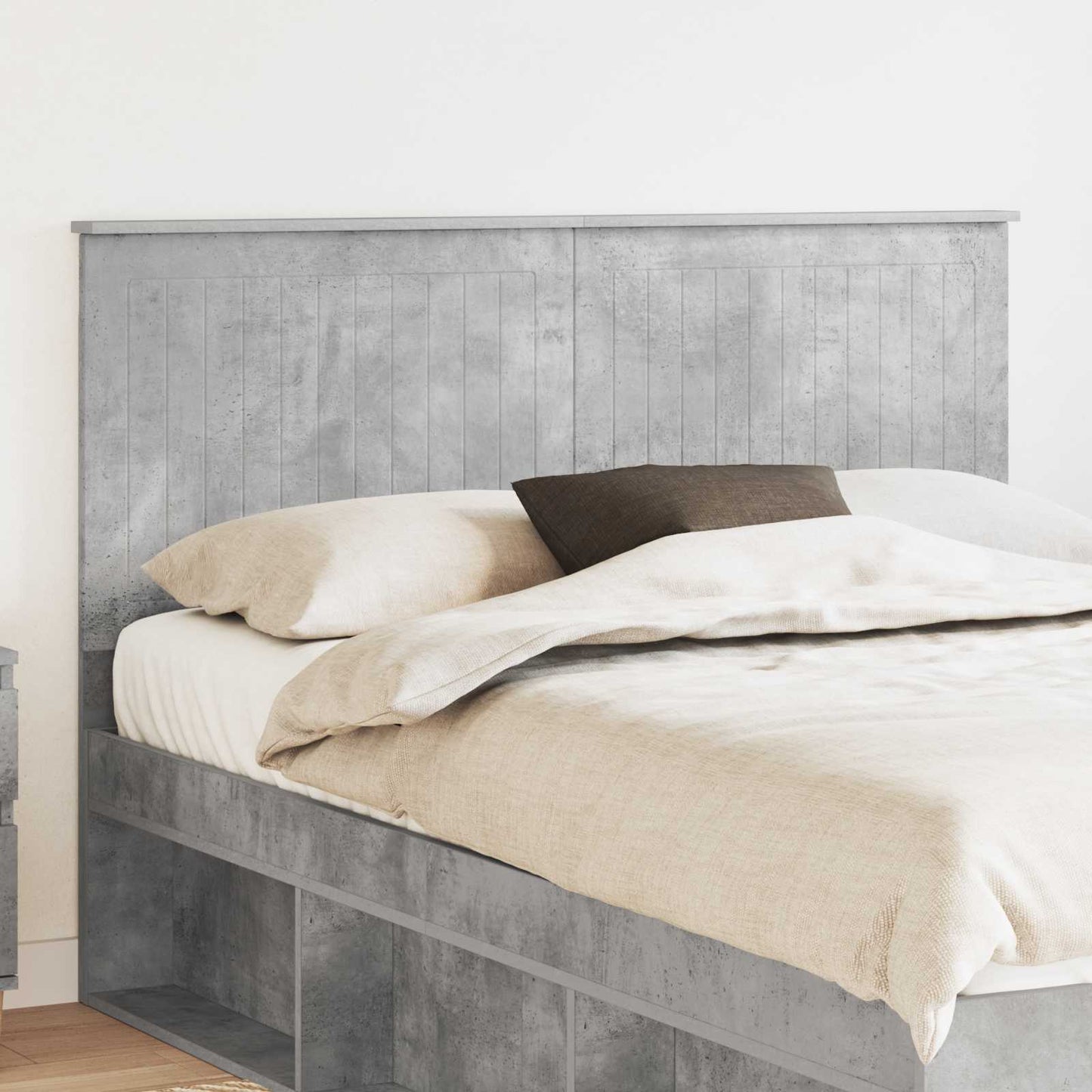 Headboard with Headboard Concrete Grey 140 cm Engineered wood