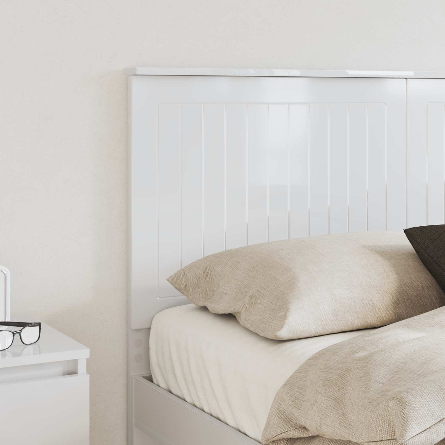 Headboard with Headboard Gloss White 140 cm Engineered wood