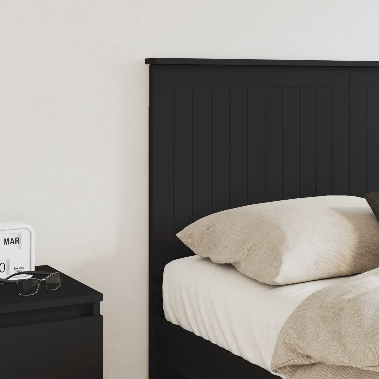 Headboard with Headboard Black Oak 135 cm Engineered wood