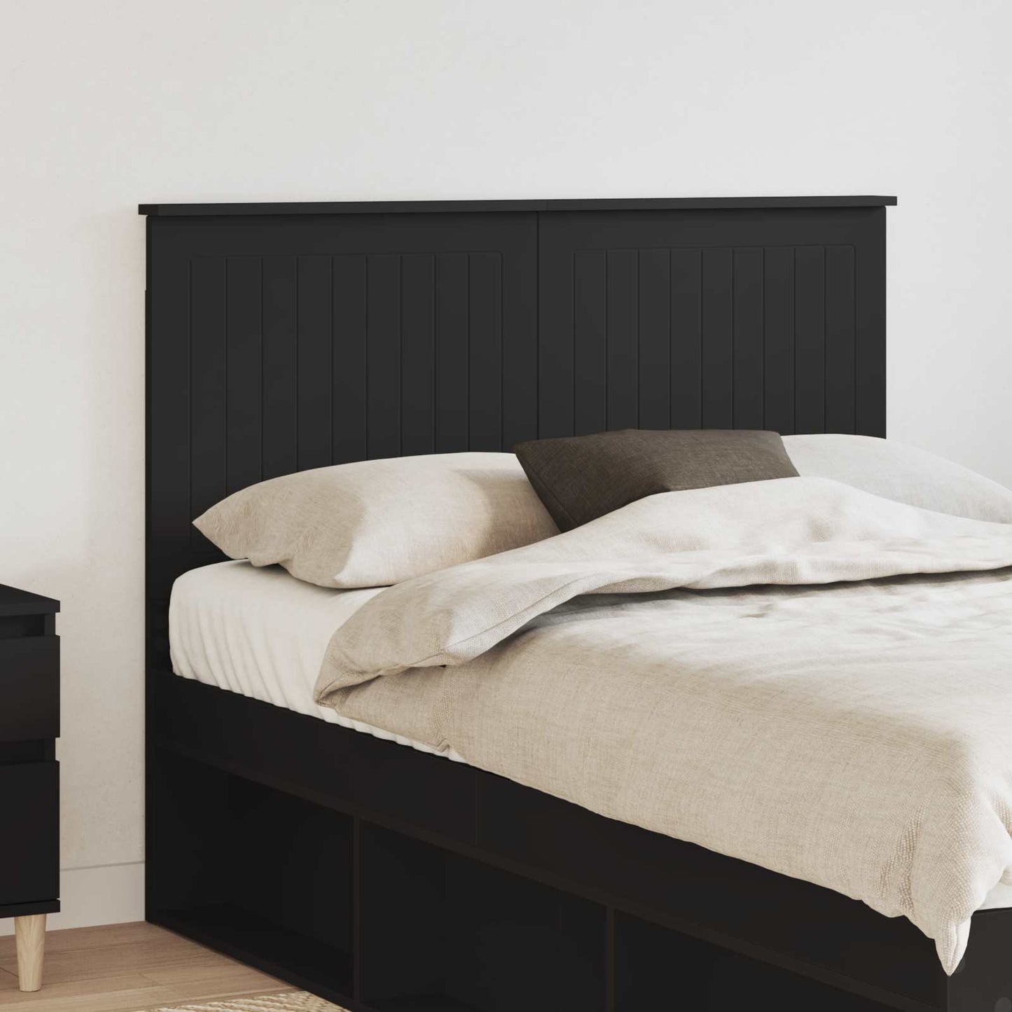 Headboard with Headboard Black Oak 135 cm Engineered wood