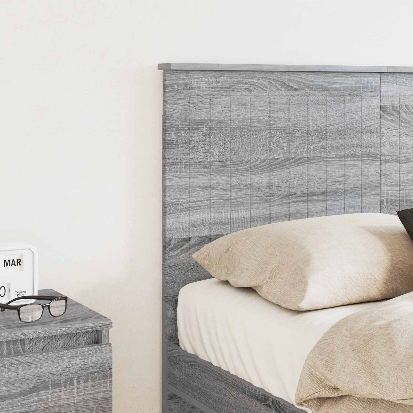 Headboard with Headboard Grey Sonoma 135 cm Engineered wood