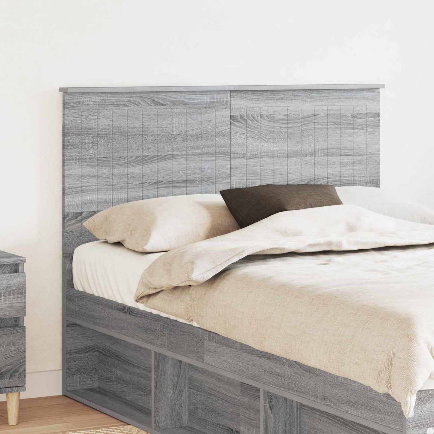 Headboard with Headboard Grey Sonoma 135 cm Engineered wood