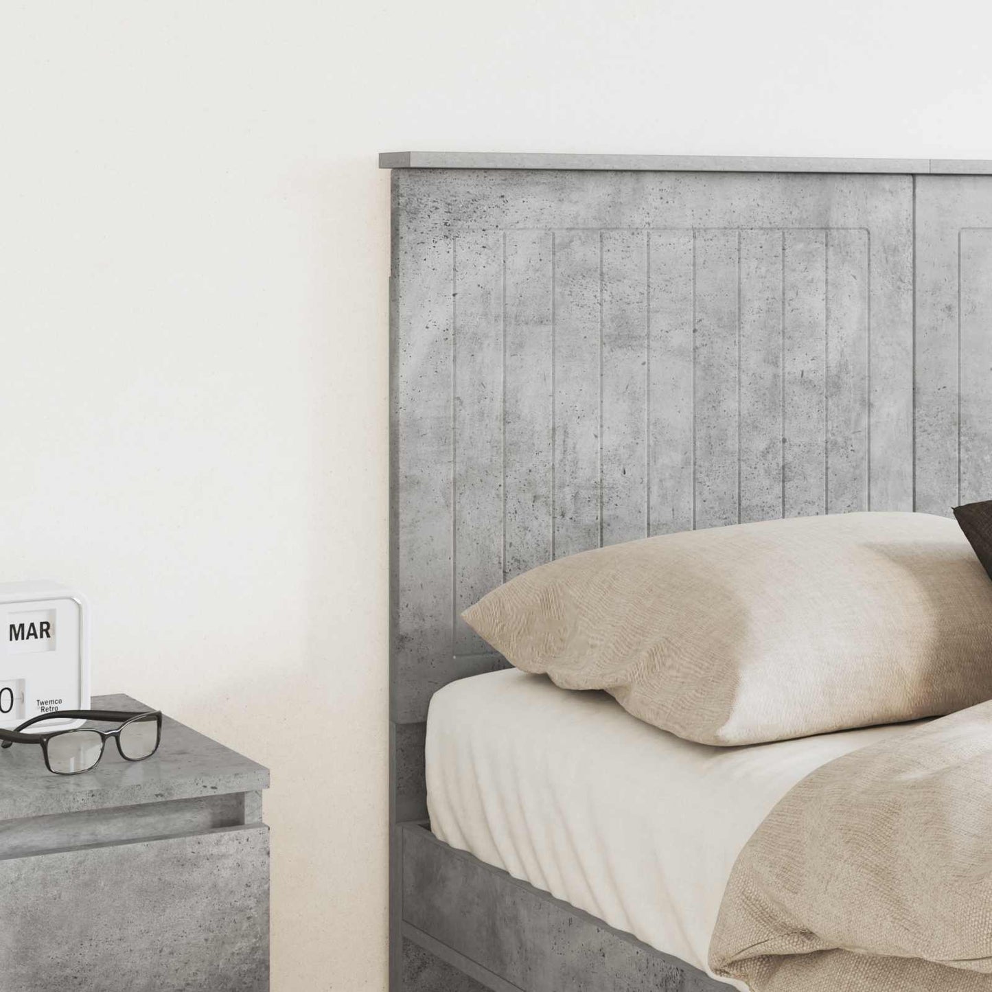 Headboard with Headboard Concrete Grey 120 cm Engineered wood