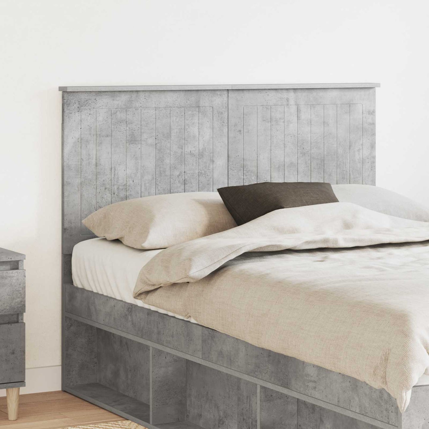 Headboard with Headboard Concrete Grey 120 cm Engineered wood