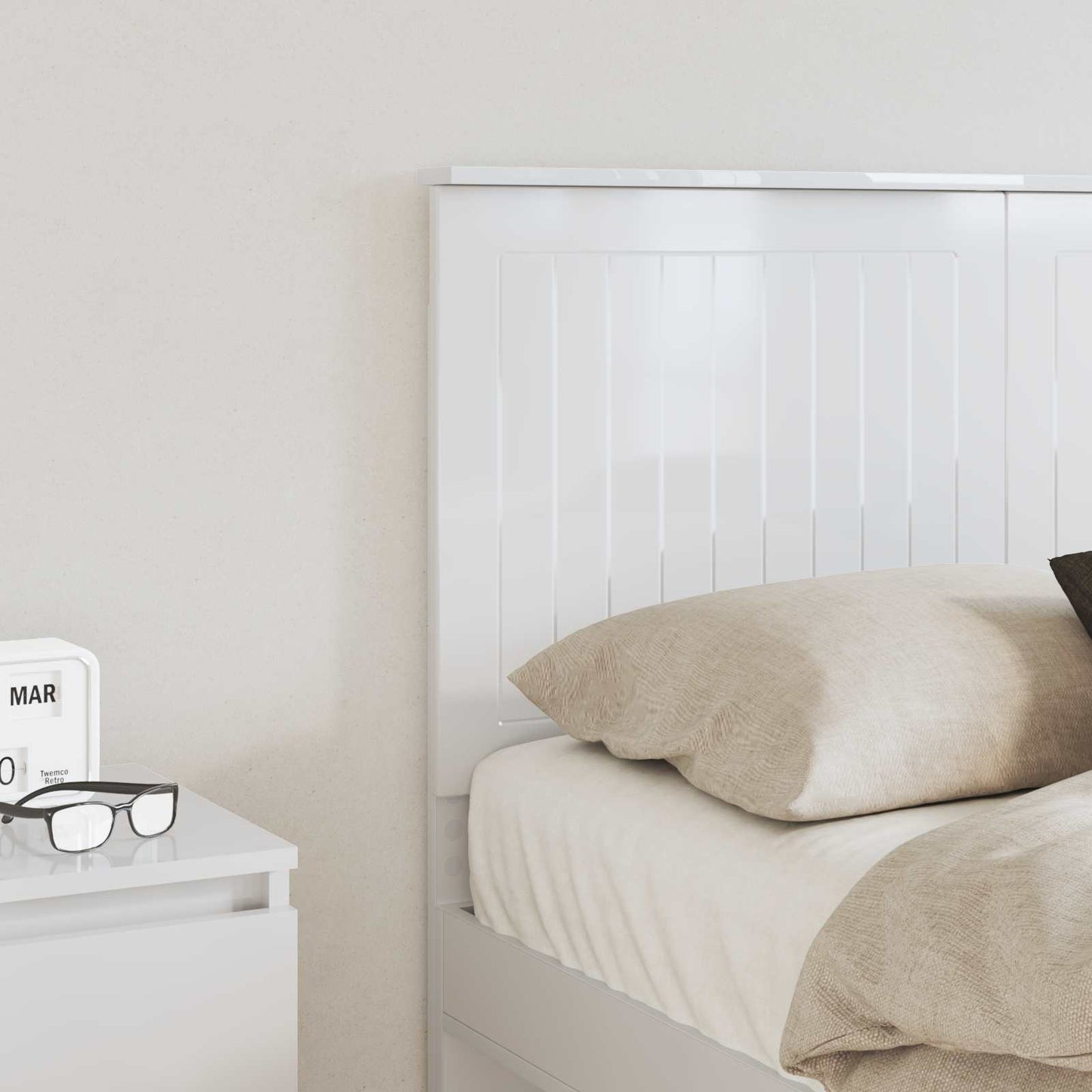 Headboard with Headboard Gloss White 120 cm Engineered wood