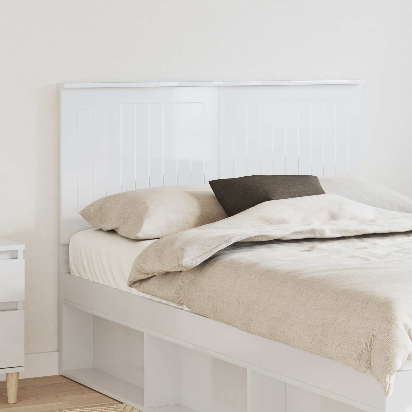 Headboard with Headboard Gloss White 120 cm Engineered wood