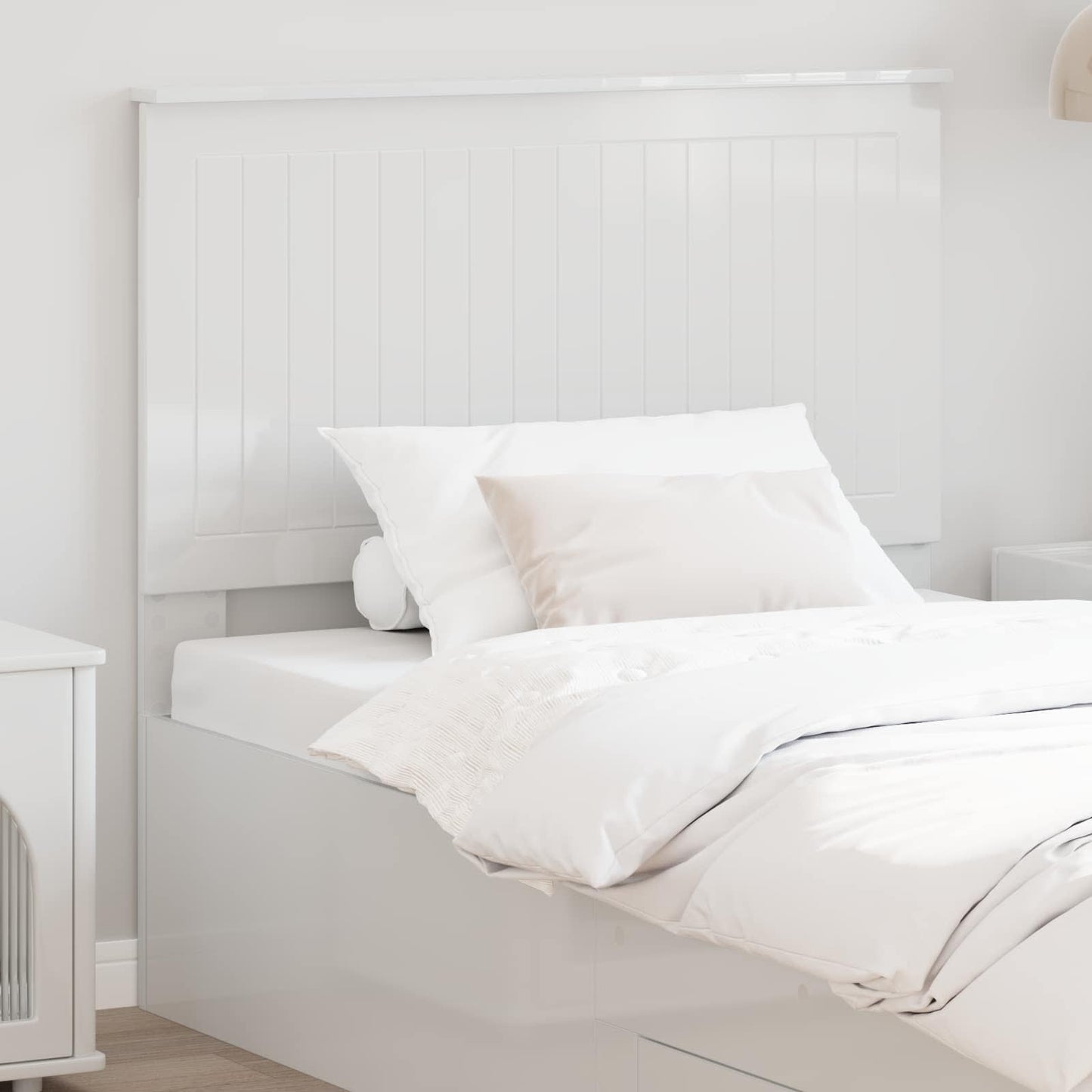 Headboard with Headboard Gloss White 100 cm Engineered wood