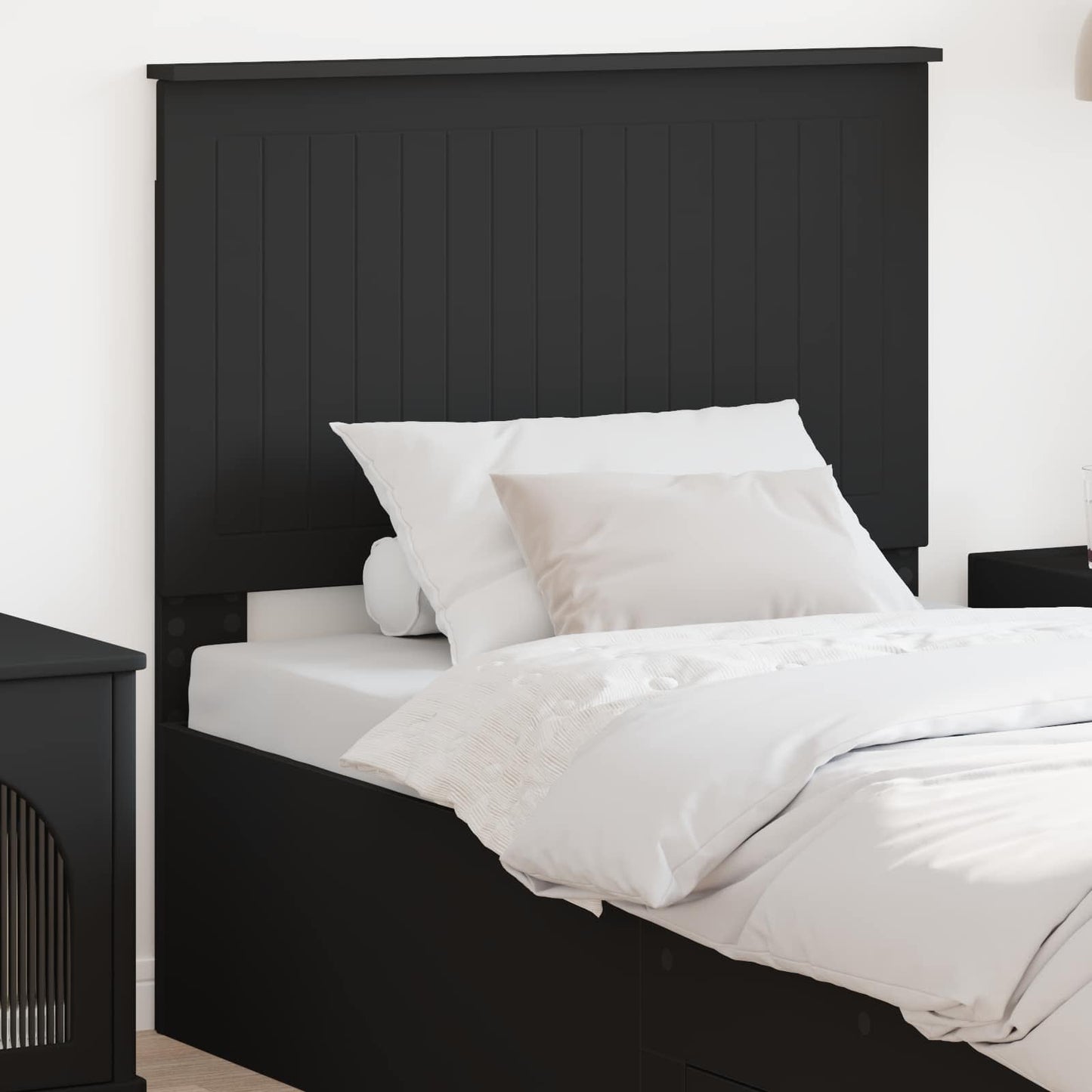 Headboard with Headboard Black Oak 90 cm Engineered wood