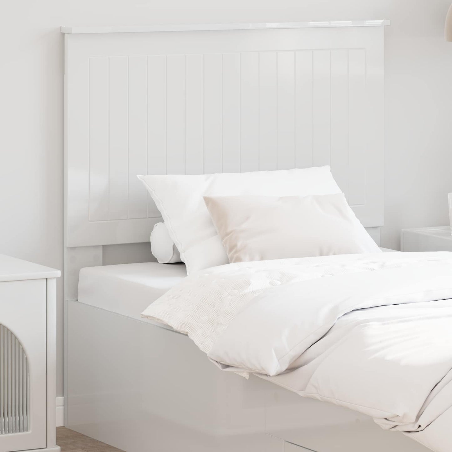 Headboard with Headboard Gloss White 90 cm Engineered wood