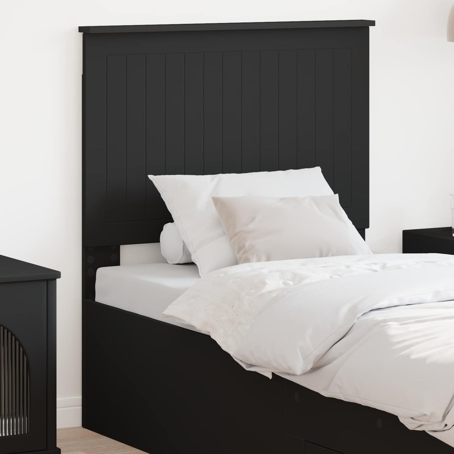 Headboard with Headboard Black Oak 80 cm Engineered wood