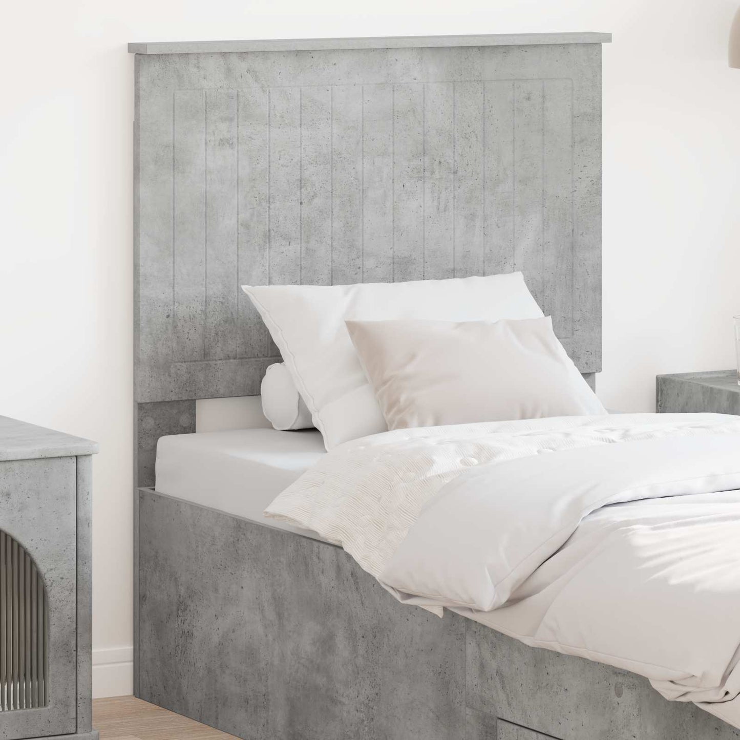 Headboard with Headboard Concrete Grey 80 cm Engineered wood