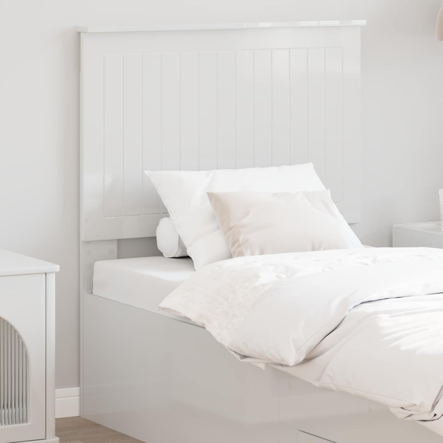 Headboard with Headboard Gloss White 80 cm Engineered wood