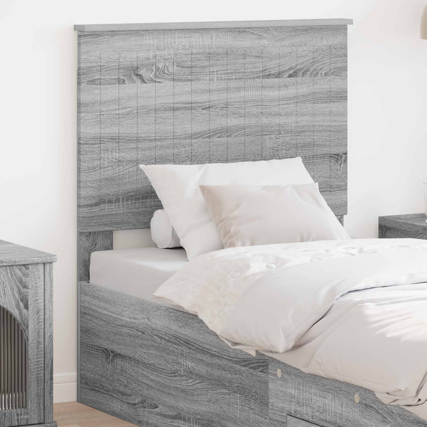 Headboard with Headboard Grey Sonoma 80 cm Engineered wood