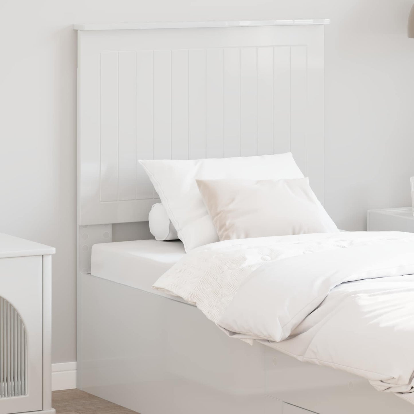 Headboard with Headboard Gloss White 75 cm Engineered wood