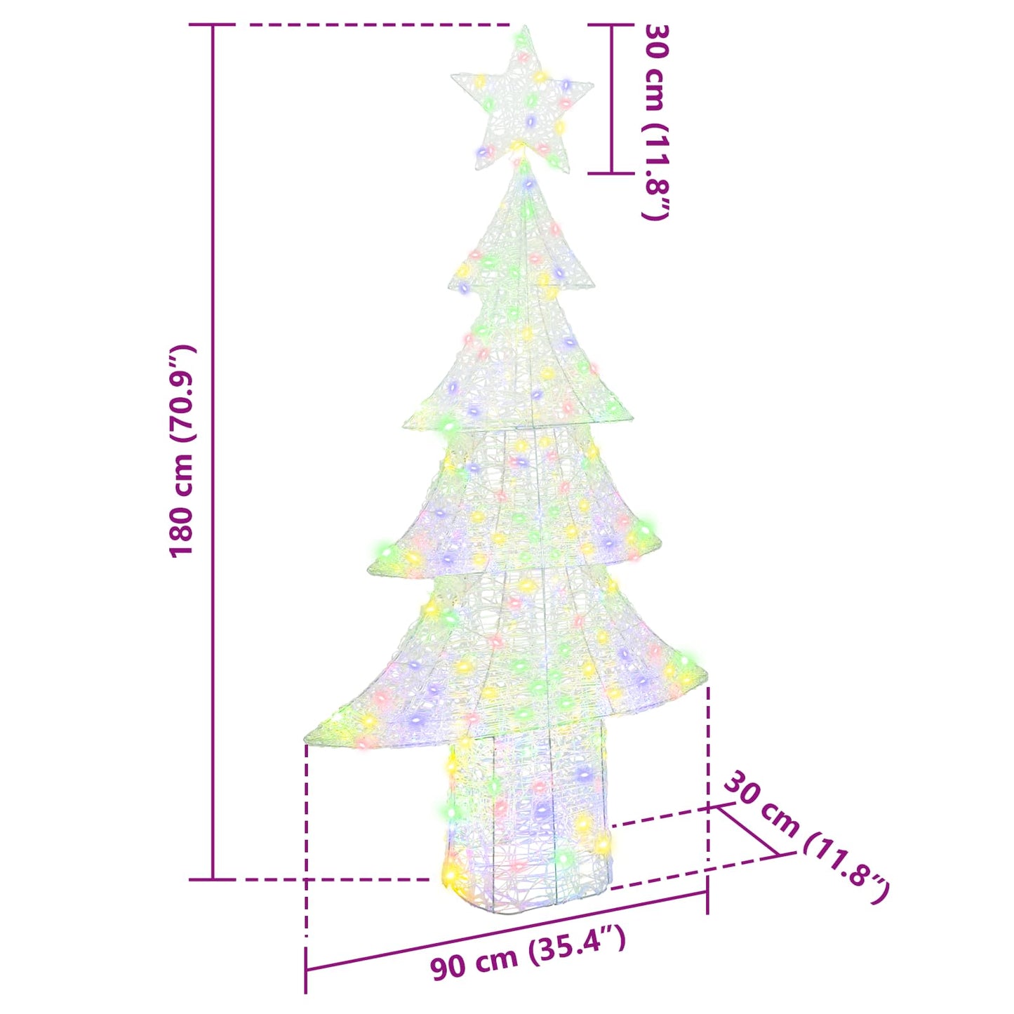 Christmas Tree with 240 LEDs Multicolour 180 cm Acrylic