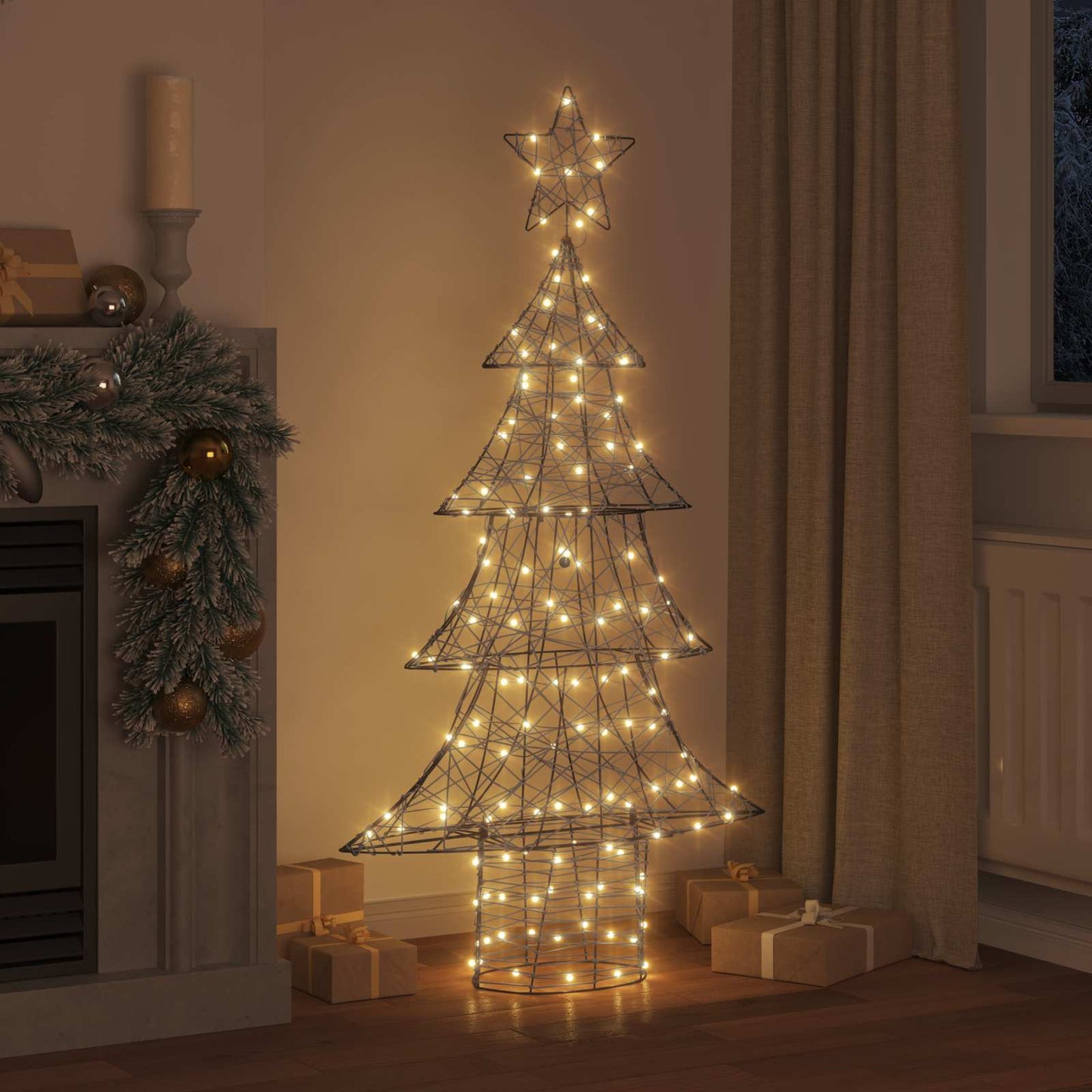 Christmas Tree with 160 LEDs Warm white 150 cm Rattan
