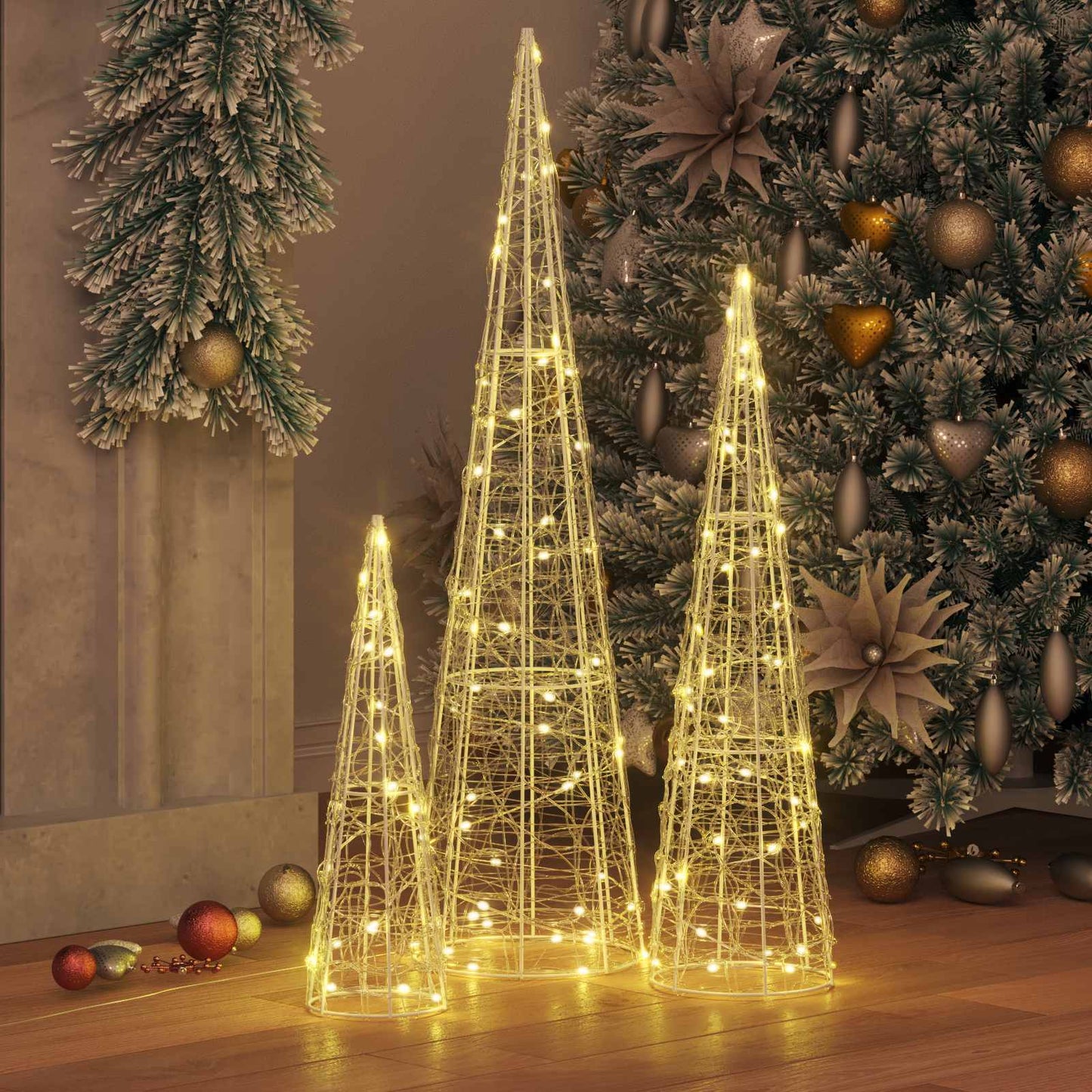Christmas Tree 3 pcs Warm white 20 x 20 x 80 cm Acrylic