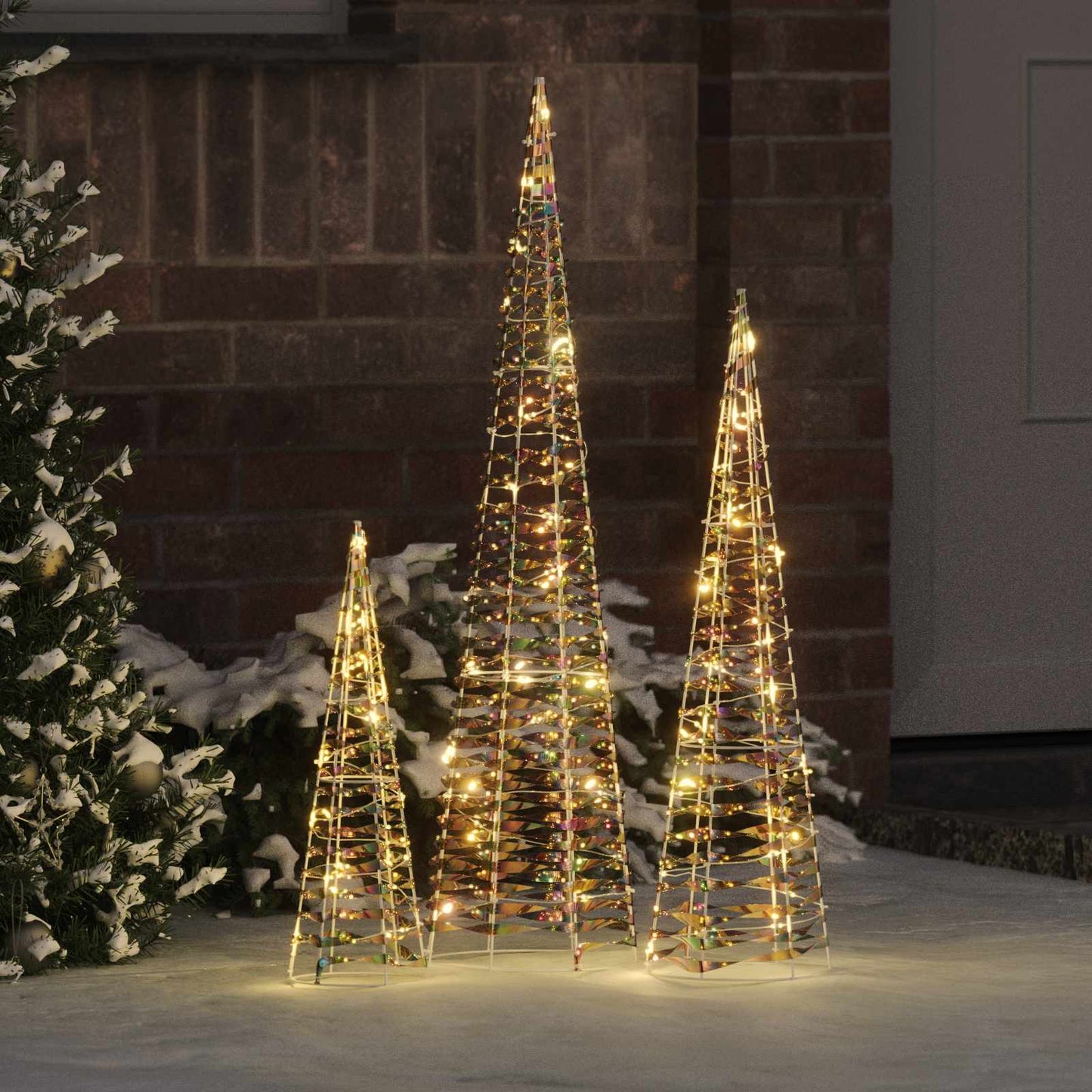 Christmas Tree 3 pcs Warm white 20 x 20 x 80 cm PET