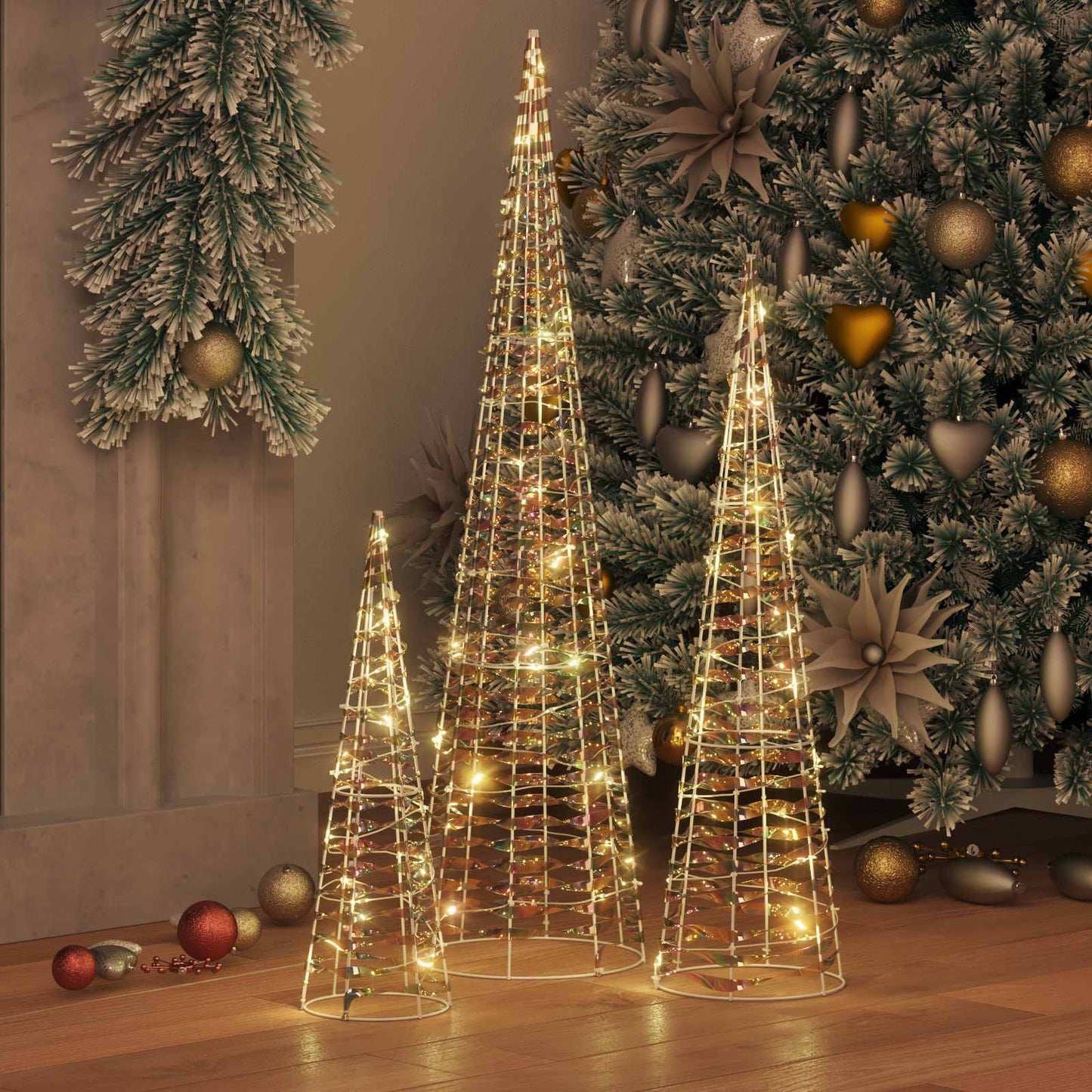 Christmas Tree 3 pcs Warm white 20 x 20 x 80 cm PET
