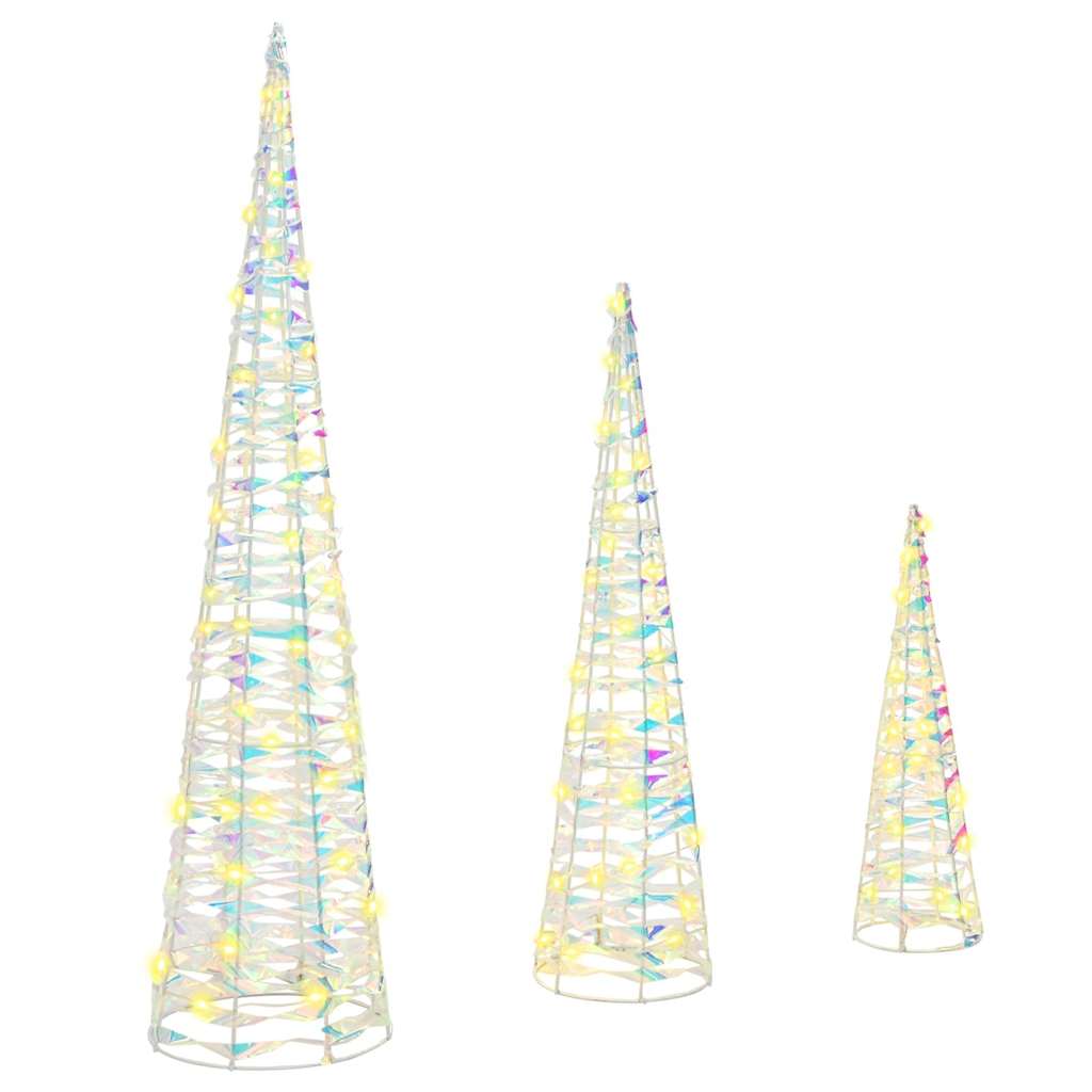Christmas Tree 3 pcs Warm white 20 x 20 x 80 cm PET