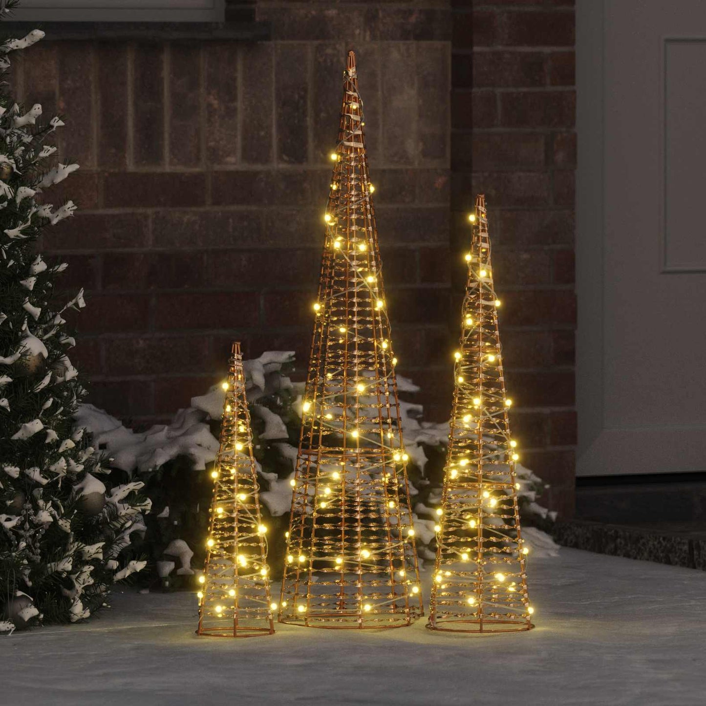 Christmas Tree 3 pcs Warm white 20 x 20 x 80 cm PET