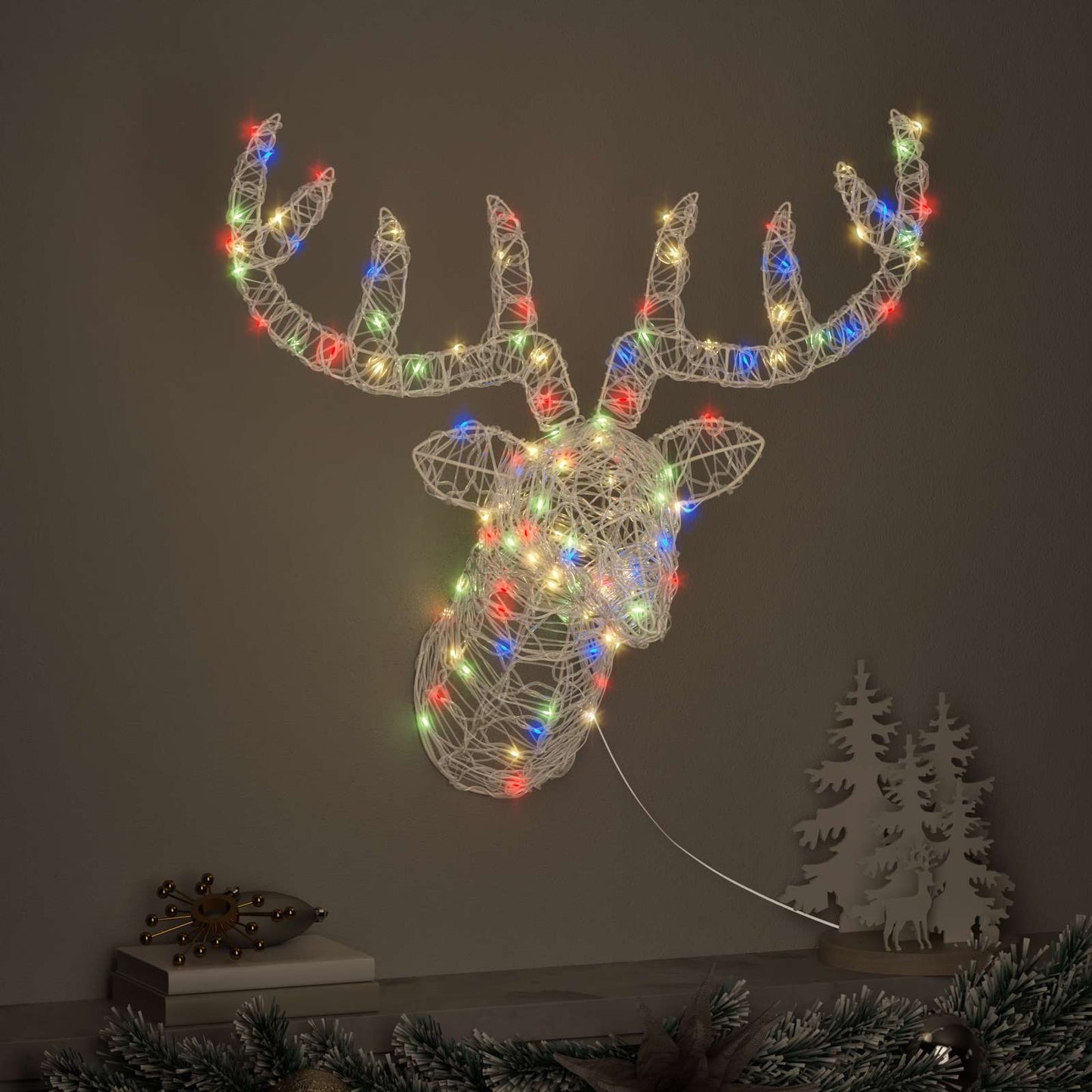 Reindeer Head Colourful 68 x 36.5 x 62.5 cm Acrylic