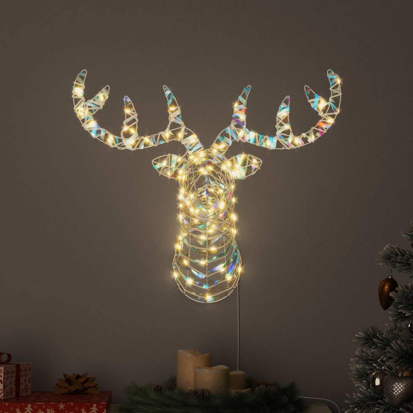 Reindeer Pull Sleigh Warm white 68 x 36.5 x62.5 cm PET