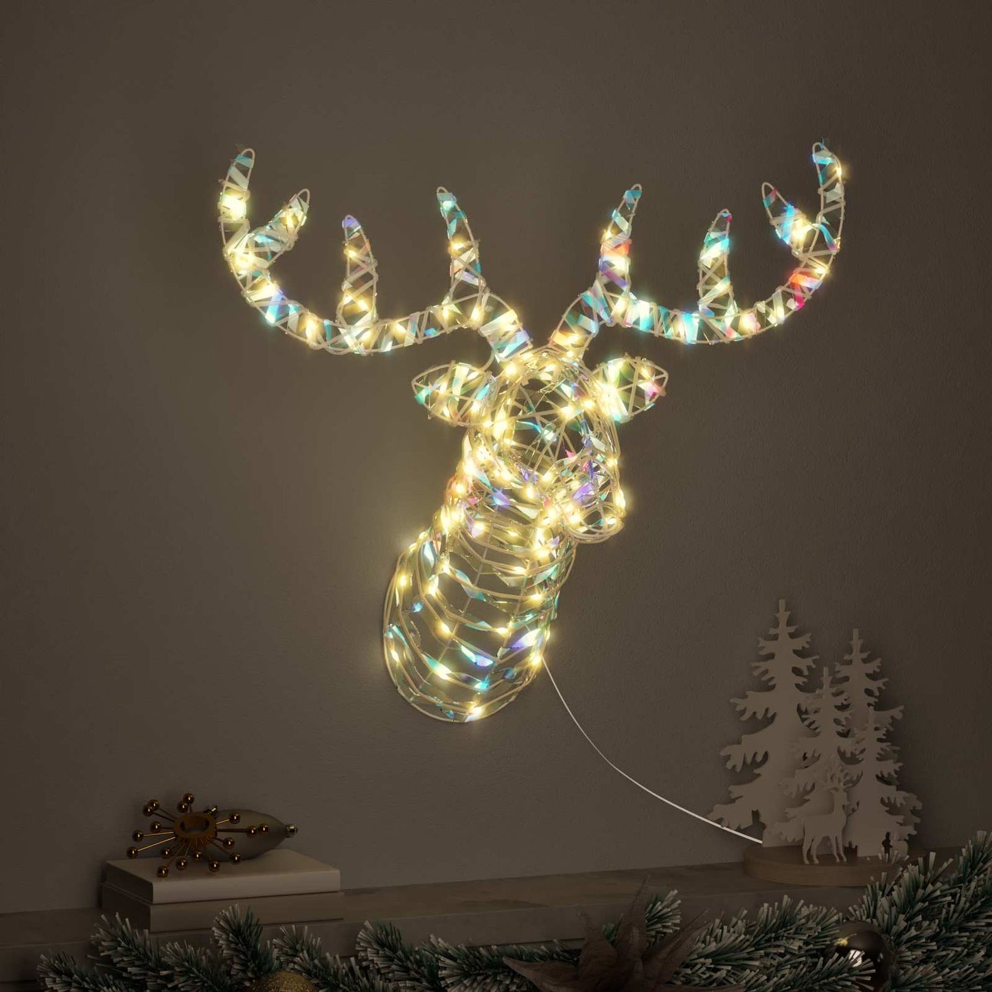 Reindeer Pull Sleigh Warm white 68 x 36.5 x62.5 cm PET
