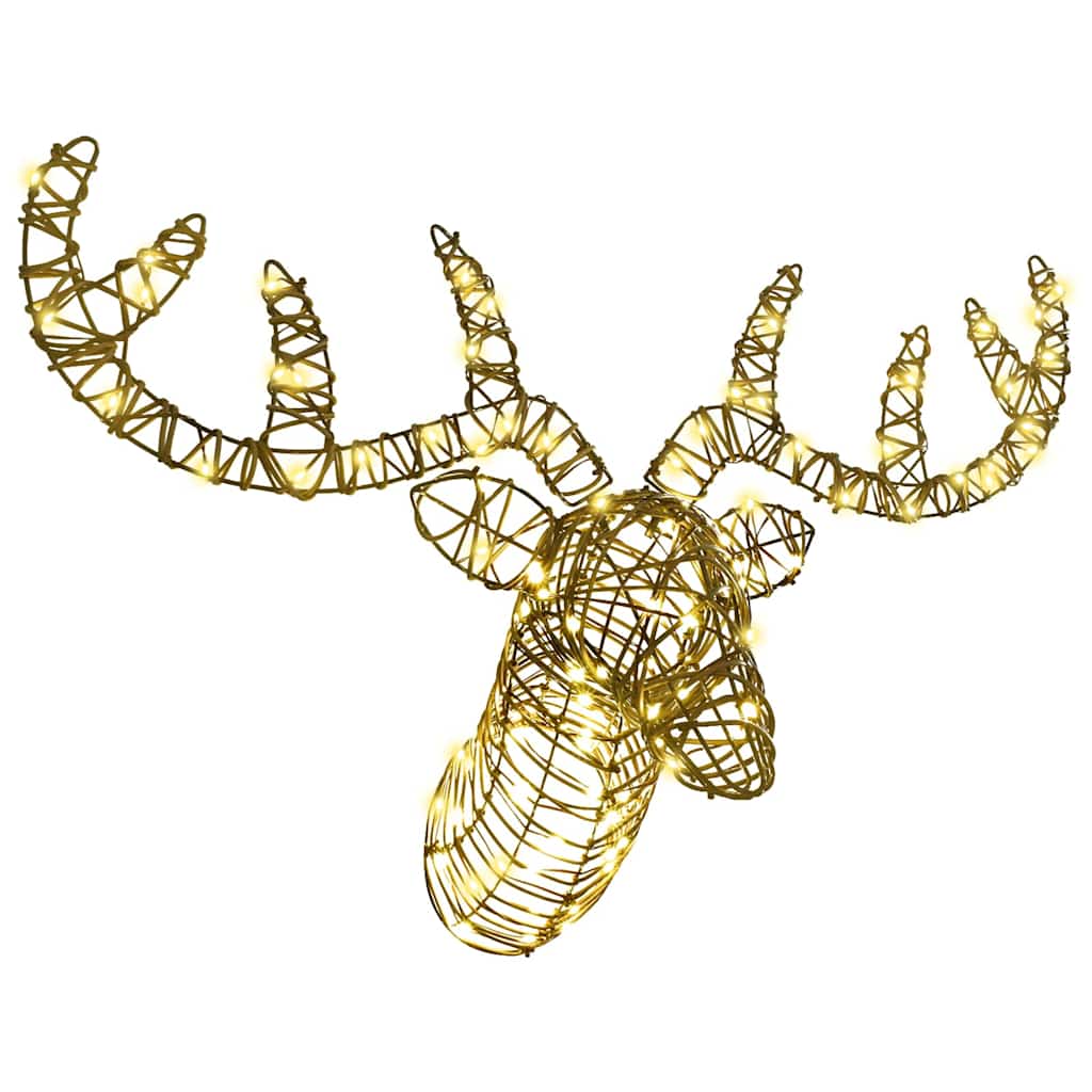 Reindeer Pull Sleigh Warm white 68 x 36.5 x 62.5 cm Rattan