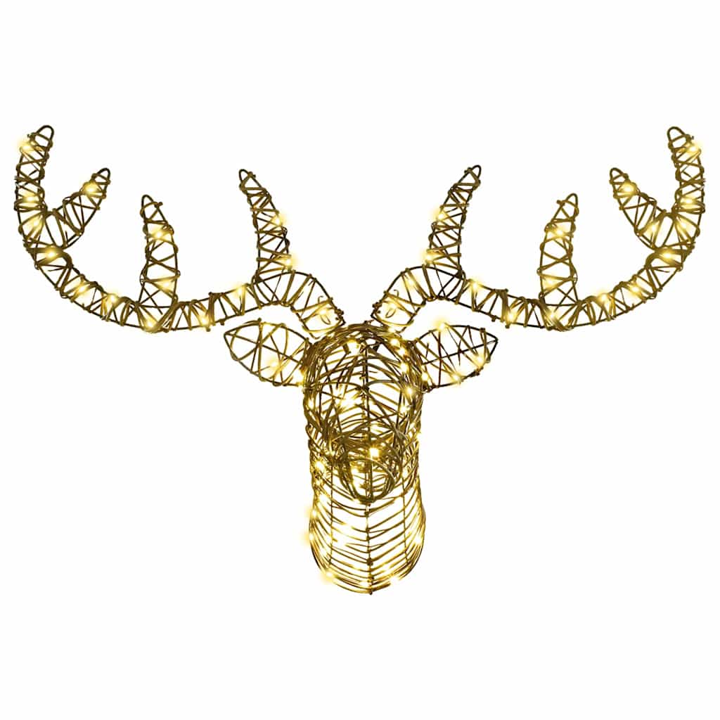 Reindeer Pull Sleigh Warm white 68 x 36.5 x 62.5 cm Rattan