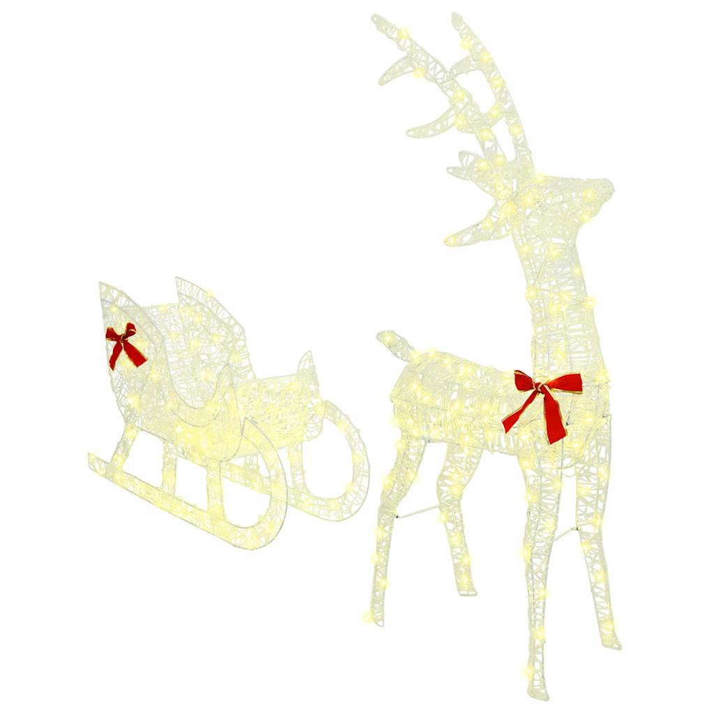 Reindeer Pull Sleigh Warm white 70 x 26 x 130 cm Acrylic