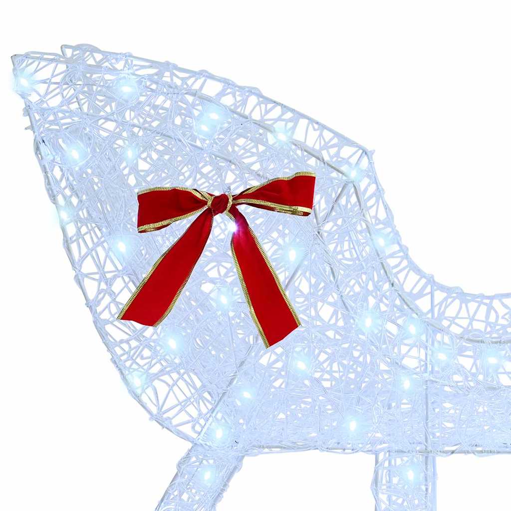 Reindeer Pull Sleigh Cold white 70 x 26 x 130 cm Acrylic