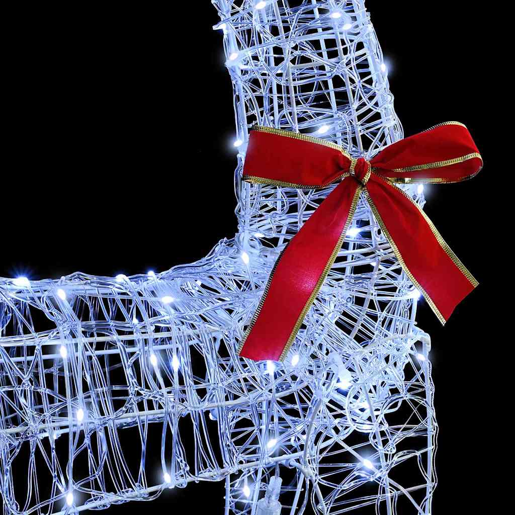 Reindeer Pull Sleigh Cold white 70 x 26 x 130 cm Acrylic