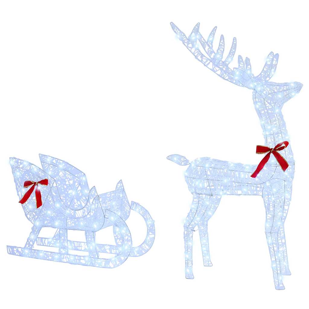 Reindeer Pull Sleigh Cold white 70 x 26 x 130 cm Acrylic