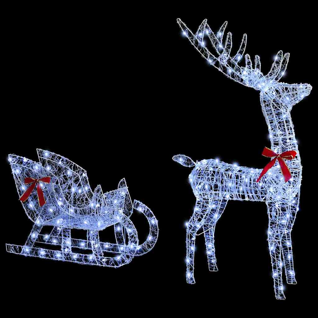 Reindeer Pull Sleigh Cold white 70 x 26 x 130 cm Acrylic