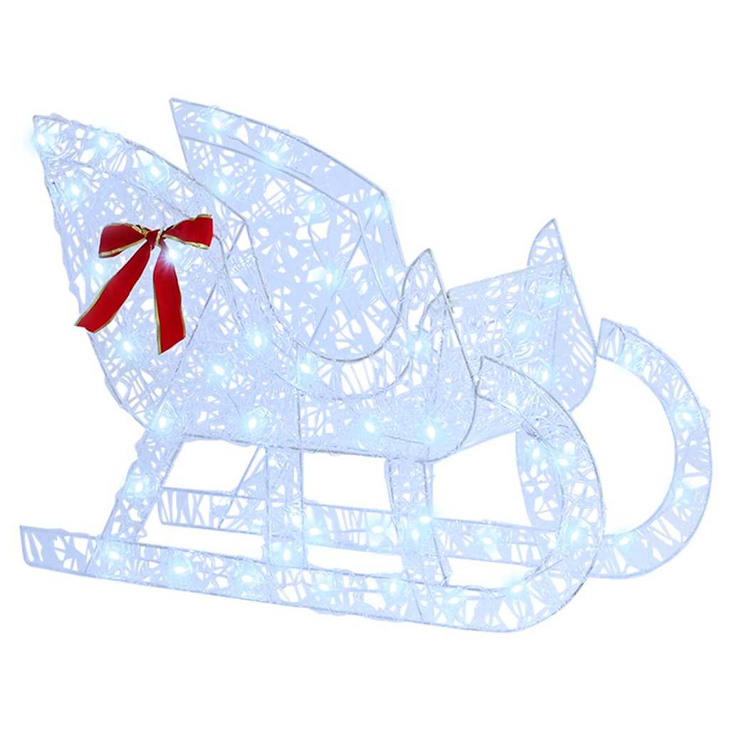 Reindeer Pull Sleigh Cold white 70 x 26 x 130 cm Acrylic