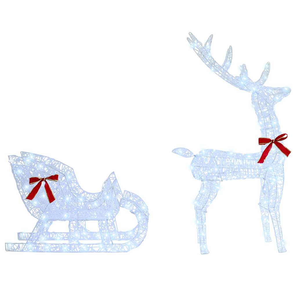 Reindeer Pull Sleigh Cold white 70 x 26 x 130 cm Acrylic