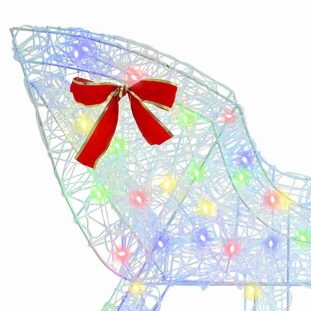 Reindeer Pull Sleigh Colourful 70 x 26 x 129 cm Acrylic